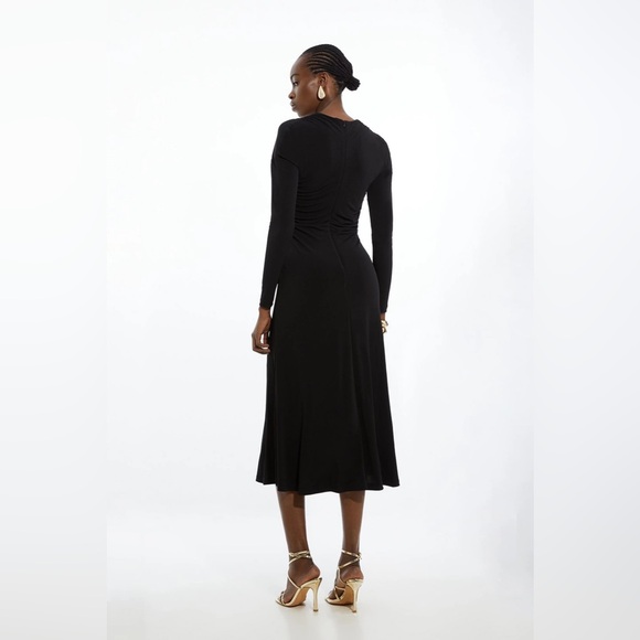 NWT Karen Millen Ruched Jersey Crepe Midi Dress Sz S - Picture 3 of 9